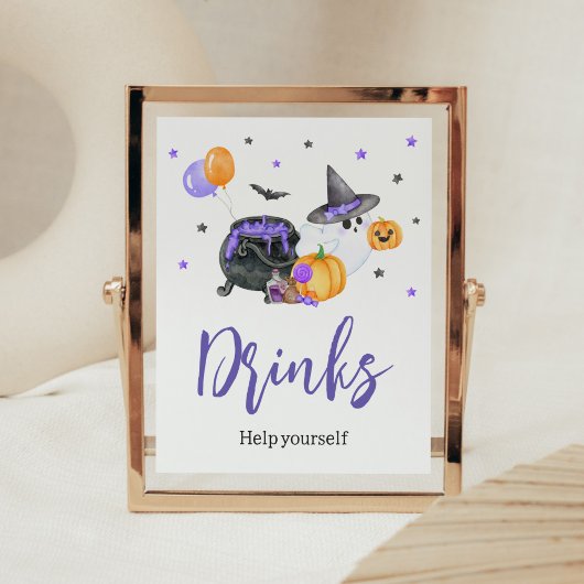 Paarse Little Boo Ghost Baby shower Drinken Poster
