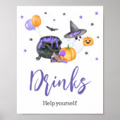 Paarse Little Boo Ghost Baby shower Drinken Poster (Voorkant)