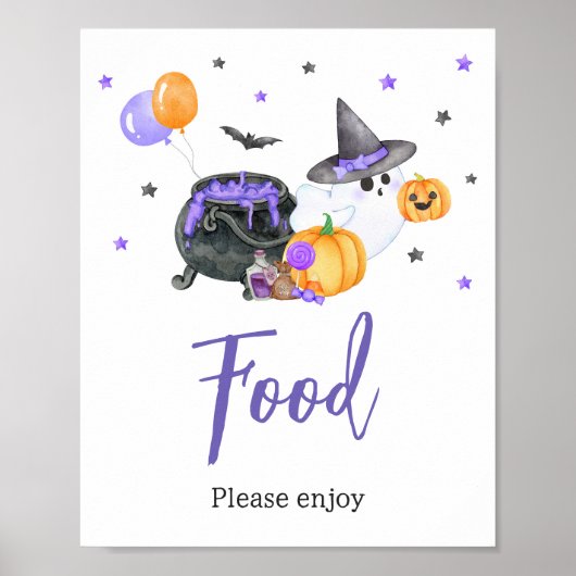 Paarse Little Boo Ghost Baby shower Eten Poster (Voorkant)