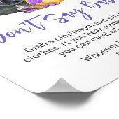 Paarse Little Boo Ghost Baby shower Zeg geen Baby Poster (Hoek)