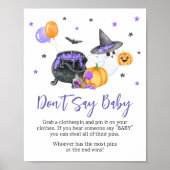 Paarse Little Boo Ghost Baby shower Zeg geen Baby Poster (Voorkant)