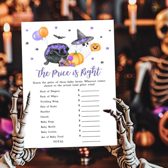 Paarse Little Boo Ghost De prijs is het juiste spe (Ghost Halloween Baby Shower The Price is Right Game )