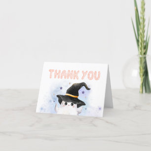 Paarse Little Boo Ghost Witch Baby shower Bedankkaart