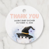 Paarse Little Boo Ghost Witch Baby shower Ronde Bedankjes Labels (Voorkant)