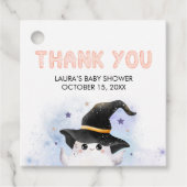 Paarse Little Boo Ghost Witch Baby shower Square Bedankjes Labels (Voorkant)