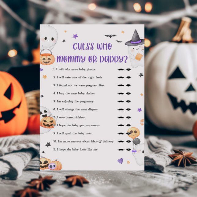 Paarse Little Boo Guess Who Mama of Daddy Game (Baby is Brewing Baby Shower Guess who Mommy or Daddy Game)