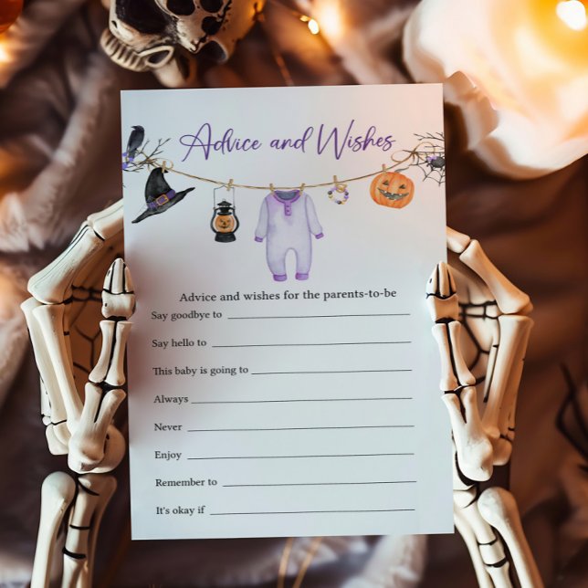Paarse Little Boo Halloween advies en wensen spel (Halloween Baby Clothes Baby Shower Advice and Wishes Game)