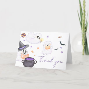 Paarse Little Boo Halloween Baby shower Bedankkaart