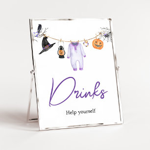 Paarse Little Boo Halloween Baby shower Drinken Poster