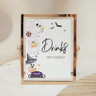 Paarse Little Boo Halloween Baby shower Drinken Poster