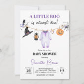 Paarse Little Boo Halloween Baby shower Kaart (Voorkant)