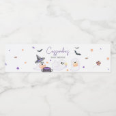 Paarse Little Boo Halloween Baby shower Waterfles Etiket (Enkel label)