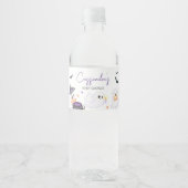 Paarse Little Boo Halloween Baby shower Waterfles Etiket (Voorkant)
