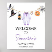 Paarse Little Boo Halloween Baby shower Welkom Poster (Voorkant)