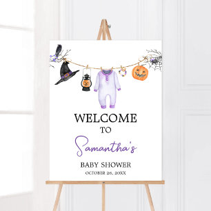 Paarse Little Boo Halloween Baby shower Welkom Poster