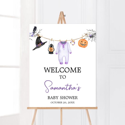 Paarse Little Boo Halloween Baby shower Welkom Poster