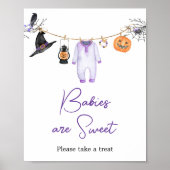 Paarse Little Boo Halloween-baby's zijn zoet Poster (Voorkant)