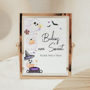 Paarse Little Boo Halloween-baby's zijn zoet Poster