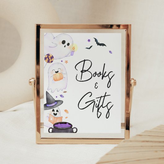 Paarse Little Boo Halloween boeken en geschenken Poster