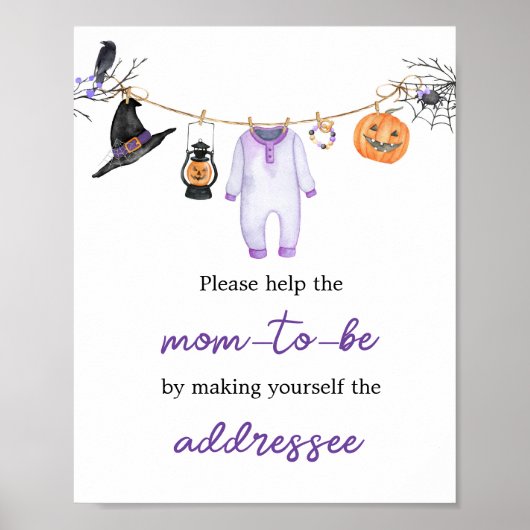 Paarse Little Boo Halloween Envelope Station Poster (Voorkant)
