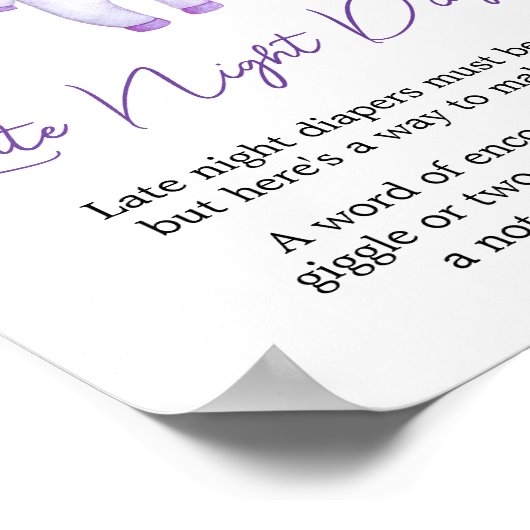 Paarse Little Boo Halloween Late Night Luiers Poster (Hoek)