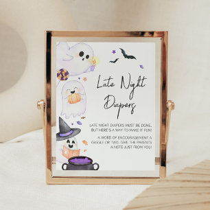 Paarse Little Boo Halloween Late Night Luiers Poster