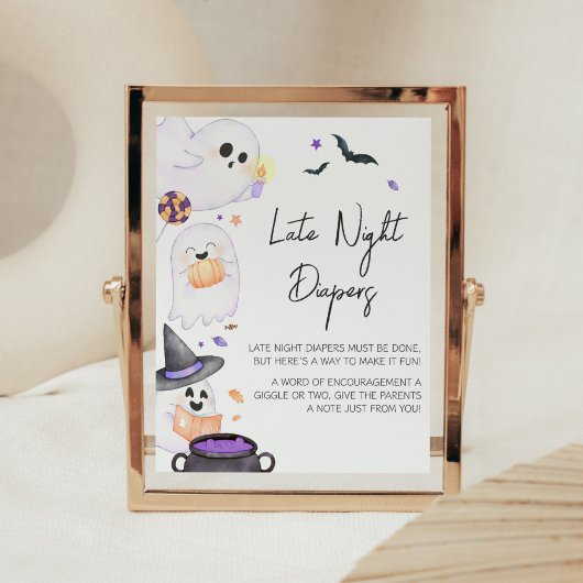 Paarse Little Boo Halloween Late Night Luiers Poster