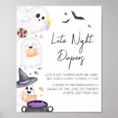 Paarse Little Boo Halloween Late Night Luiers Poster (Voorkant)