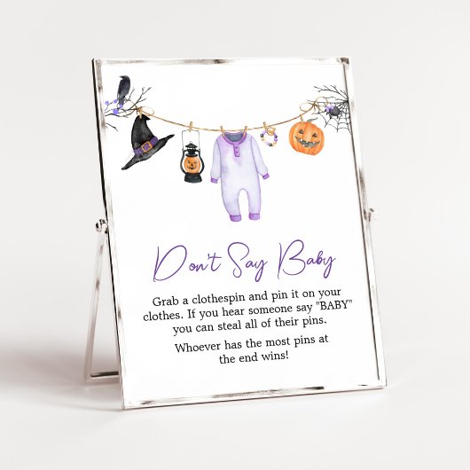 Paarse Little Boo Halloween Zeg geen Baby Poster