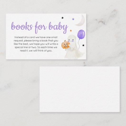 Paarse Little Boo is bijna een boek voor Baby Informatiekaartje (Voorkant / Achterkant)