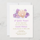 Paarse Little Pearl Ocean Seashell Baby shower Kaart (Voorkant)