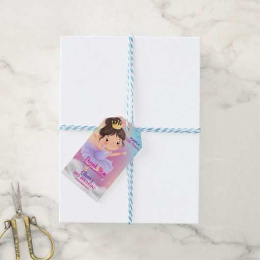 Paarse Little Princess Ball Gift Label Cadeaulabel (Met Touw)