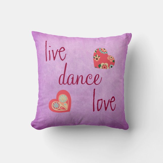 Paarse Live Love Dance Sierkussen (Voorkant)