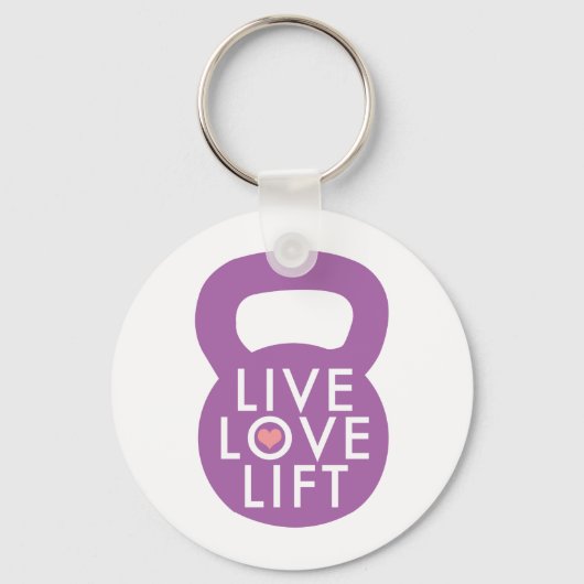 Paarse "Live Love Lift" Sleutelhanger (Voorkant)