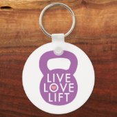 Paarse "Live Love Lift" Sleutelhanger (Voorkant)