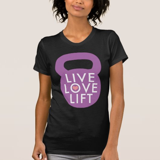 Paarse "Live Love Lift" T-shirt (Voorkant)
