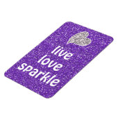 Paarse Live Love Sparkle Quote Magneet (Linkerzijde)