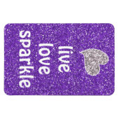 Paarse Live Love Sparkle Quote Magneet (Horizontaal)