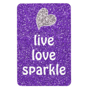 Paarse Live Love Sparkle Quote Magneet