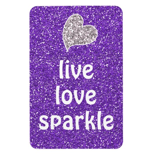Paarse Live Love Sparkle Quote Magneet (Verticaal)