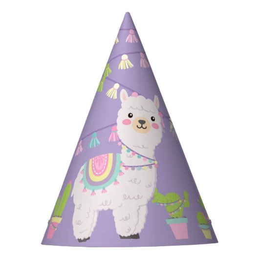 PAARSE LLAMA FUN Party Pet Feesthoedjes (Voorkant)