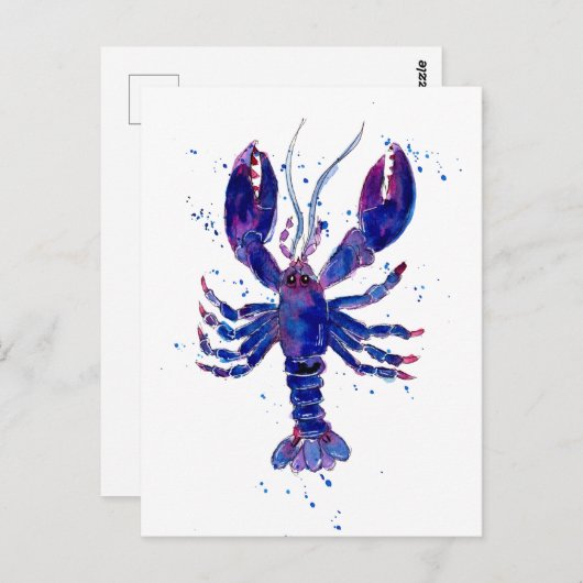 Paarse Lobster Briefkaart (Voorkant / Achterkant)