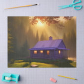 Paarse Log Cabin bij het ruimen overdag Tissuepapier (Craft)