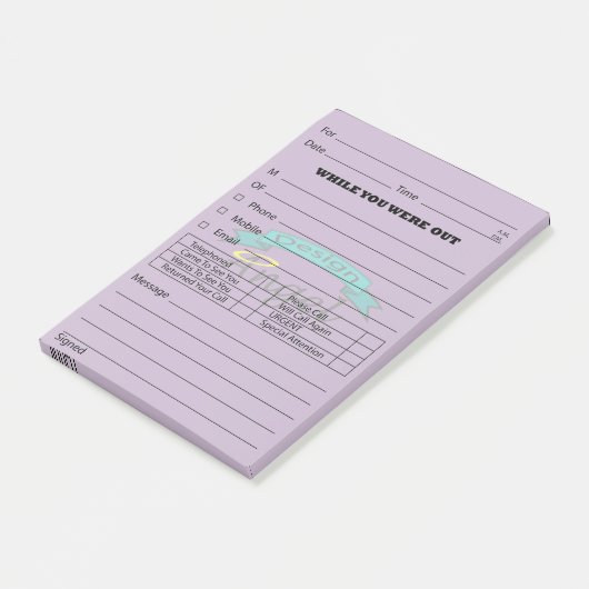 Paarse Logo Berichtenbericht aan  Post-it® Notes (Schuin)