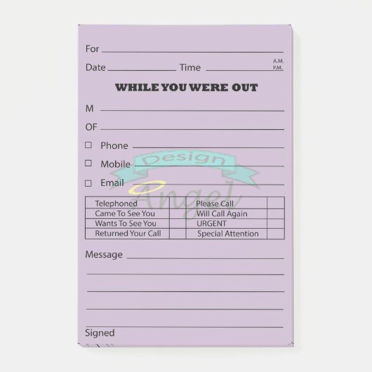 Paarse Logo Berichtenbericht aan  Post-it® Notes (Voorkant)