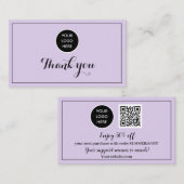 Paarse Logo Dank u Business Reward Punch Klantenkaartje (Voorkant / Achterkant)