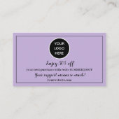 Paarse Logo Dank u Business Reward Punch Klantenkaartje (Achterkant)