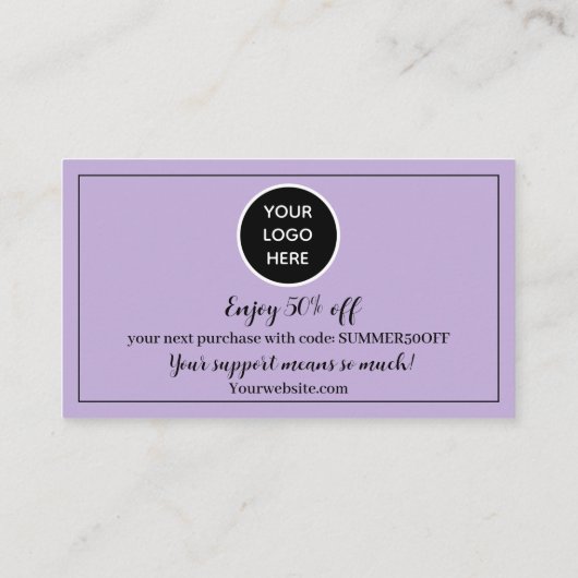 Paarse Logo Dank u Business Reward Punch Klantenkaartje (Achterkant)
