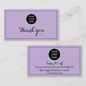Paarse Logo Dank u Business Reward Punch Klantenkaartje (Voorkant / Achterkant)