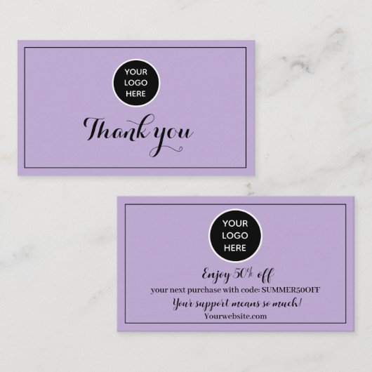 Paarse Logo Dank u Business Reward Punch Klantenkaartje (Voorkant / Achterkant)